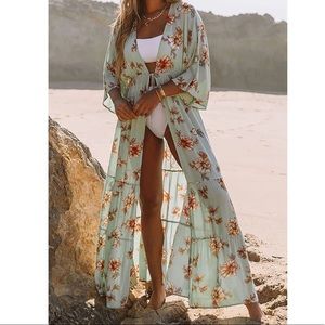 NEW! Light mint green floral swimsuit coverup